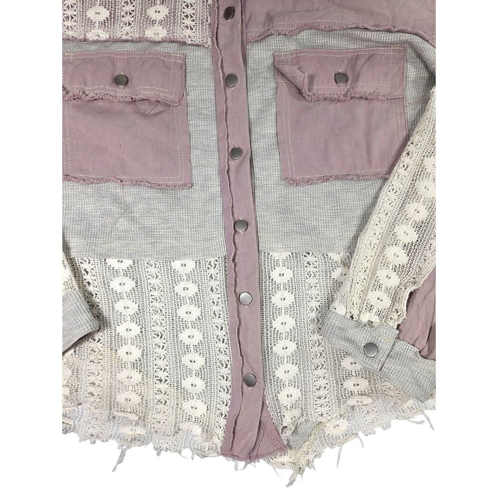 POL Honeylace Jacket Oversized Patchwork Purple L… - image 5